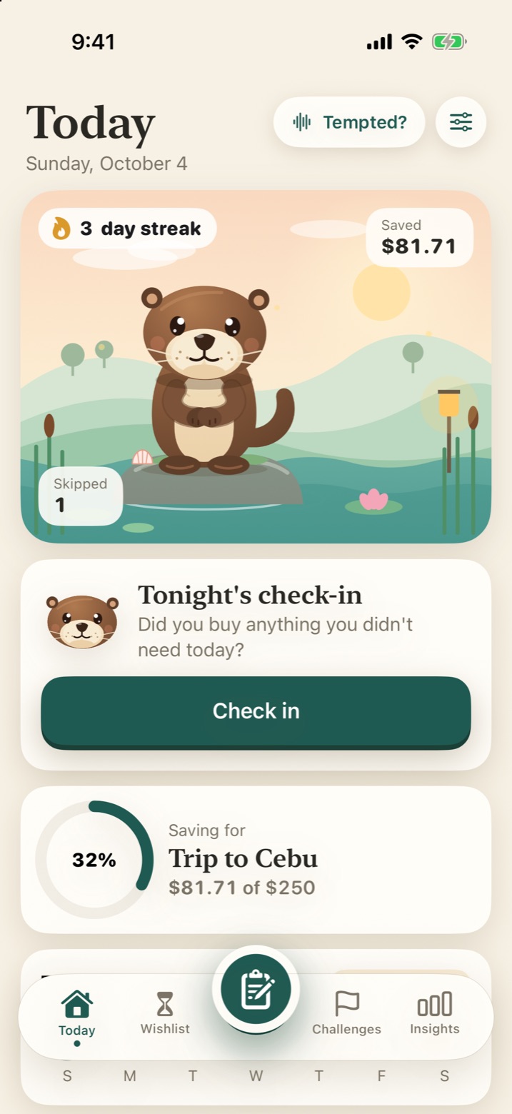 Today screen in the app